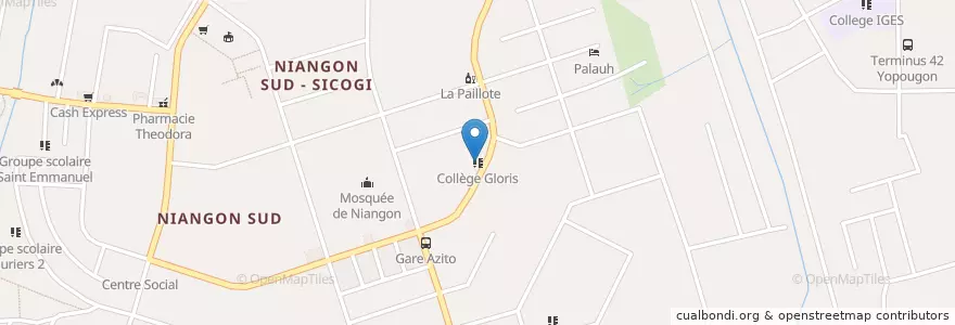 Mapa de ubicacion de Collège Gloris en Côte D’Ivoire, Abidjan, Yopougon.