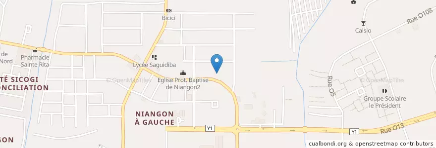 Mapa de ubicacion de Mosquée Aicha Niangon Sud de Yopougon en コートジボワール, アビジャン, Yopougon.
