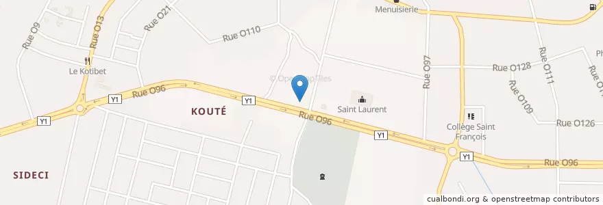 Mapa de ubicacion de Marché de Kouté en コートジボワール, アビジャン, Yopougon.