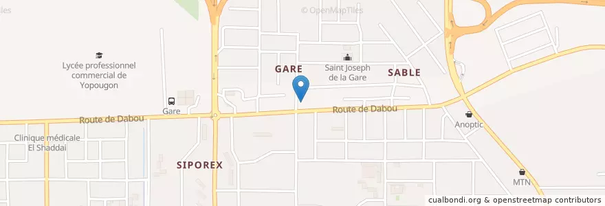 Mapa de ubicacion de Gabriel Gare Yopougon en Ivoorkust, Abidjan, Yopougon.