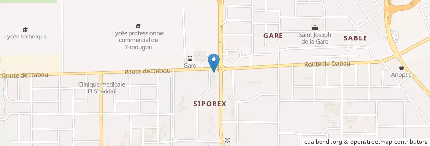 Mapa de ubicacion de Pharmacie Siporex en Кот-Д’Ивуар, Абиджан, Yopougon.