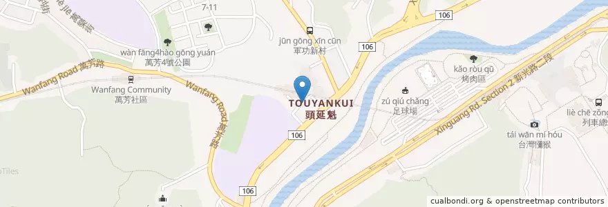 Mapa de ubicacion de 品味烤肉串 en Taiwan, 新北市, Taipé, 文山區.