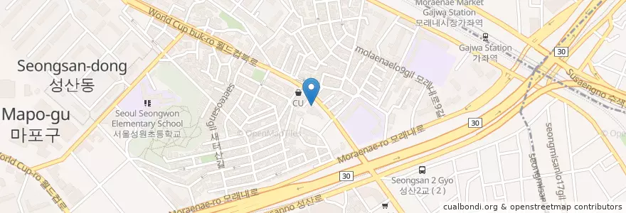 Mapa de ubicacion de 준약국 en Corea Del Sur, Seúl, 마포구, 성산2동.