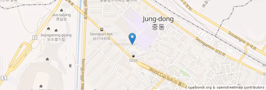 Mapa de ubicacion de 최지원소아과 en 대한민국, 서울, 마포구.