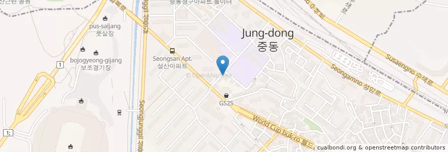 Mapa de ubicacion de 연세이비인후과 en South Korea, Seoul, Mapo-Gu.