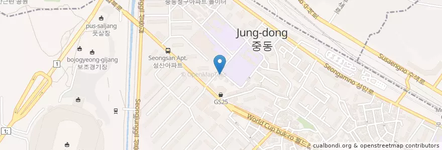 Mapa de ubicacion de 굿코딩컴퓨터 en Республика Корея, Сеул, 마포구.