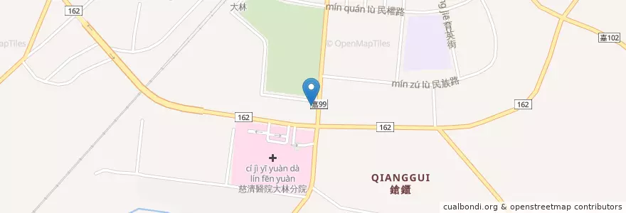 Mapa de ubicacion de 台北小炒 en 타이완, 타이완성, 자이 현, 다린 진.