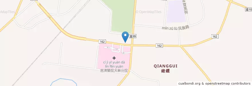 Mapa de ubicacion de 艾快斯牛排簡餐 en Тайвань, Тайвань, Цзяи, 大林鎮.