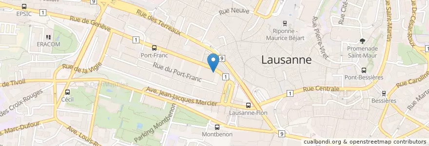 Mapa de ubicacion de Tartare & co en Suiza, Valdia, District De Lausanne, Lausanne.
