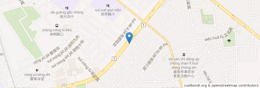 Mapa de ubicacion de 早到晚到 en 台湾, 台南市, 東区.