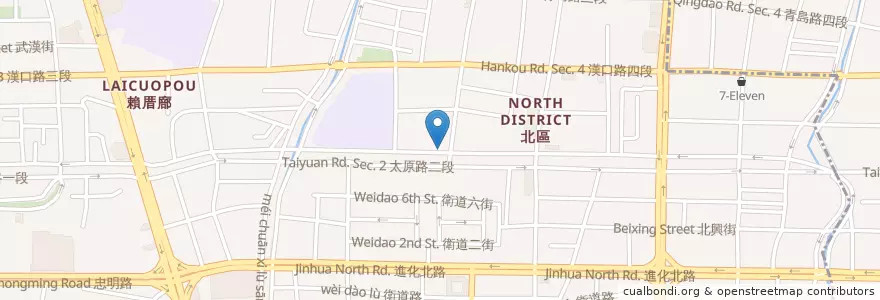 Mapa de ubicacion de 引品sorso引室生活 en تايوان, تاي شانغ, 北區.