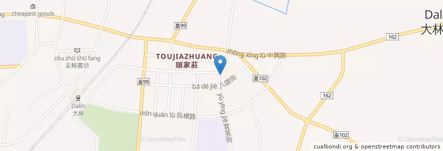 Mapa de ubicacion de 大林椪皮丸子羹麵 en تايوان, مقاطعة تايوان, مقاطعة شياي, 大林鎮.