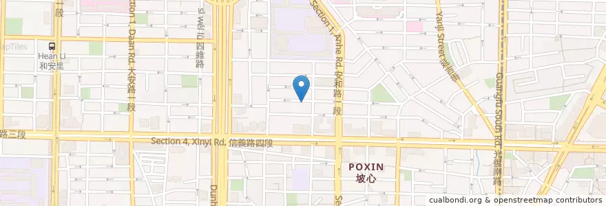 Mapa de ubicacion de Island 1 Kitchen 一號島廚房 en تايوان, تايبيه الجديدة, تايبيه, 大安區.