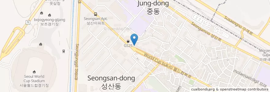 Mapa de ubicacion de 행복한동물병원 en 대한민국, 서울, 마포구.