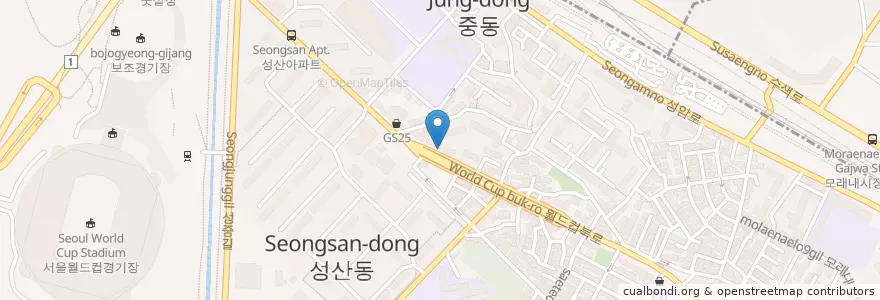 Mapa de ubicacion de 마야콩듀콩짜장 en 대한민국, 서울, 마포구.