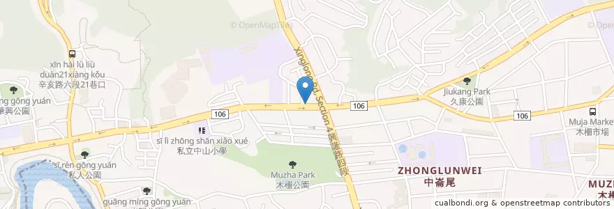 Mapa de ubicacion de 香Q饅頭 en 臺灣, 新北市, 臺北市, 文山區.