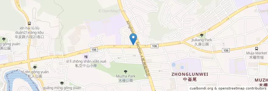 Mapa de ubicacion de 太空城功夫香雞排 en Taiwan, Nuova Taipei, Taipei, 文山區.