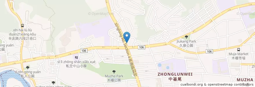 Mapa de ubicacion de 早安美芝城 en تايوان, تايبيه الجديدة, تايبيه, 文山區.