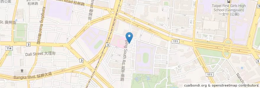 Mapa de ubicacion de 就是牛牛肉麵 en 臺灣, 新北市, 臺北市, 萬華區, 中正區.