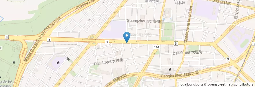 Mapa de ubicacion de 必勝客 en 台湾, 新北市, 台北市, 万華区.