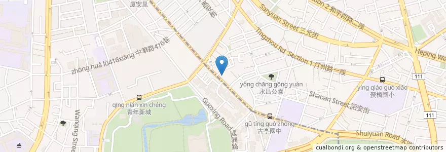 Mapa de ubicacion de 喬園手工大水餃 en تايوان, تايبيه الجديدة, تايبيه, 萬華區.
