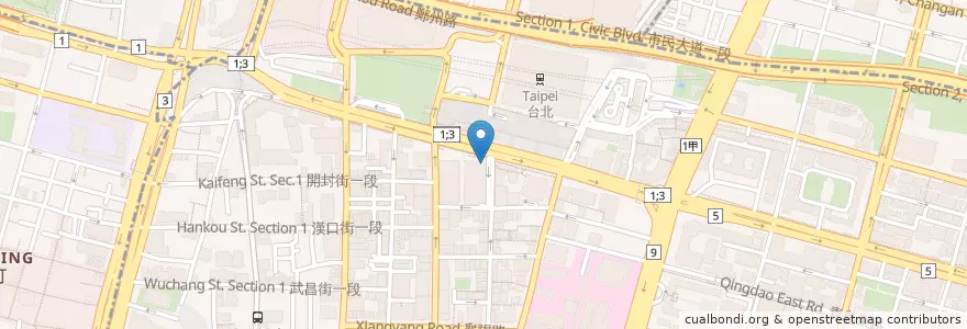 Mapa de ubicacion de 太陽廚房 en 臺灣, 新北市, 臺北市, 中正區.
