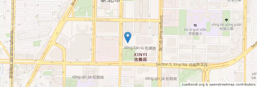 Mapa de ubicacion de 晴木千層豬排 en Тайвань, Новый Тайбэй, Тайбэй, 信義區.