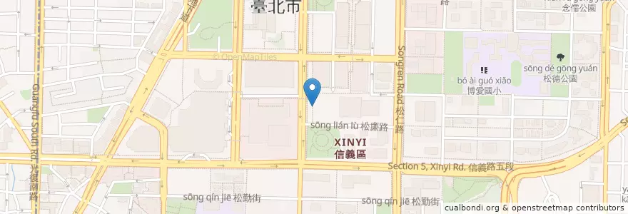 Mapa de ubicacion de 德州美墨炸雞 en 台湾, 新北市, 台北市, 信義区.
