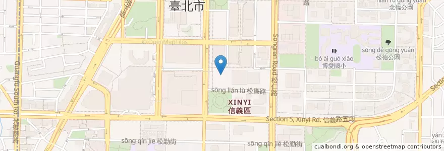 Mapa de ubicacion de 四國讚岐烏龍麵 en 台湾, 新北市, 台北市, 信義区.