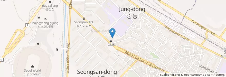 Mapa de ubicacion de 성산경원태권도 en کره جنوبی, سئول, 마포구.