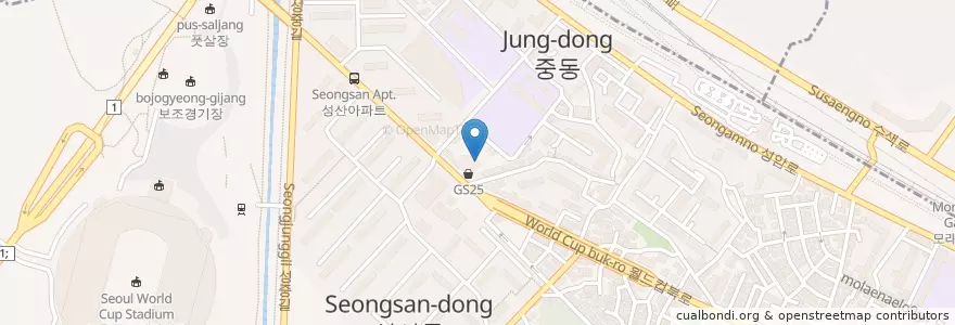 Mapa de ubicacion de 이플러스학원 en Südkorea, Seoul, 마포구.