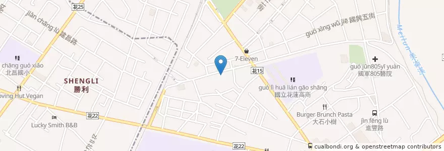 Mapa de ubicacion de 難得美食刀削麵 en 台湾, 台湾省, 花蓮県, 花蓮市.
