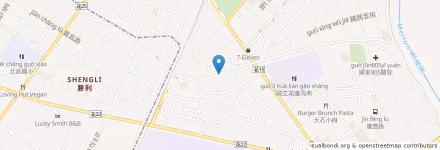 Mapa de ubicacion de 七分飽小館 en 타이완, 타이완성, 화롄현, 화롄 시.