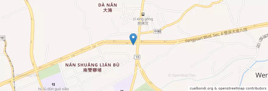Mapa de ubicacion de 大埔鐵板燒 en Taiwan, 臺中市, 豐原區.