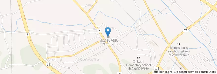 Mapa de ubicacion de モスバーガー en Jepun, 福岡県, 筑紫野市.