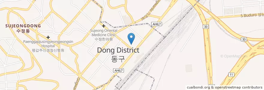 Mapa de ubicacion de 수정 119 안전센터 en 대한민국, 부산, 동구, 수정동.