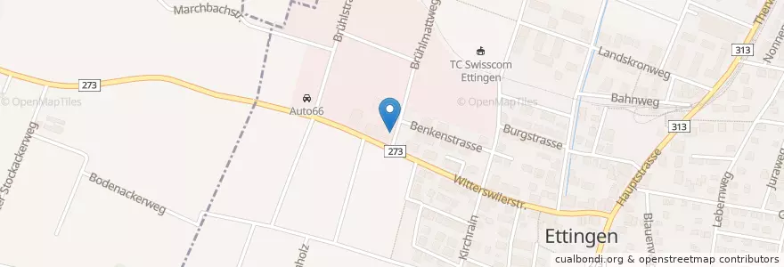 Mapa de ubicacion de Migrol Tankstelle Ettingen en Schweiz, Basel-Landschaft, Bezirk Arlesheim.