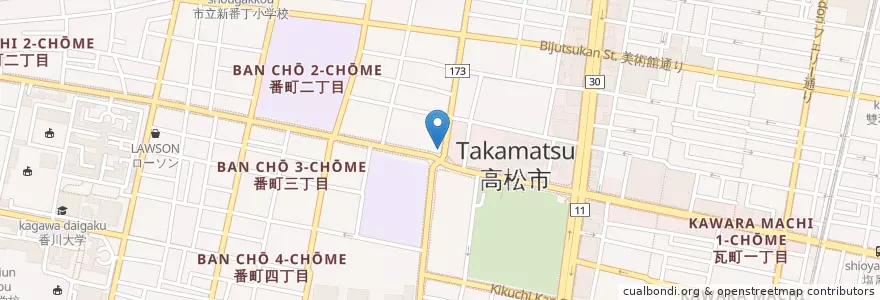 Mapa de ubicacion de 高松番町郵便局 en Япония, Кагава, 高松市.