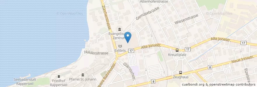 Mapa de ubicacion de Migros Take-Away en Schweiz/Suisse/Svizzera/Svizra, Sankt Gallen, Wahlkreis See-Gaster, Rapperswil-Jona.