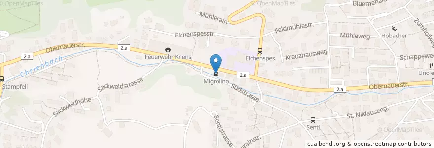 Mapa de ubicacion de Migrol Service Kriens en Schweiz/Suisse/Svizzera/Svizra, Luzern, Kriens.