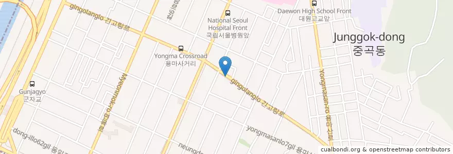 Mapa de ubicacion de 서울중곡동우체국 en Güney Kore, Seul, 광진구.