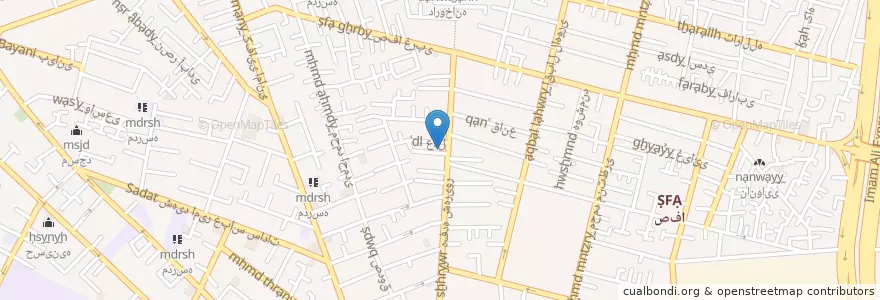 Mapa de ubicacion de داروخانه مغربی en ایران, استان تهران, شهرستان تهران, تهران, بخش مرکزی شهرستان تهران.