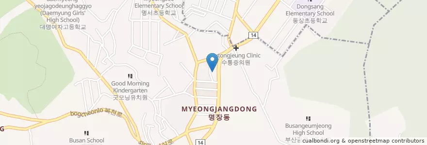 Mapa de ubicacion de 서동119안전센터 en South Korea, Busan, Dongnae-Gu, Myeongjang-Dong.
