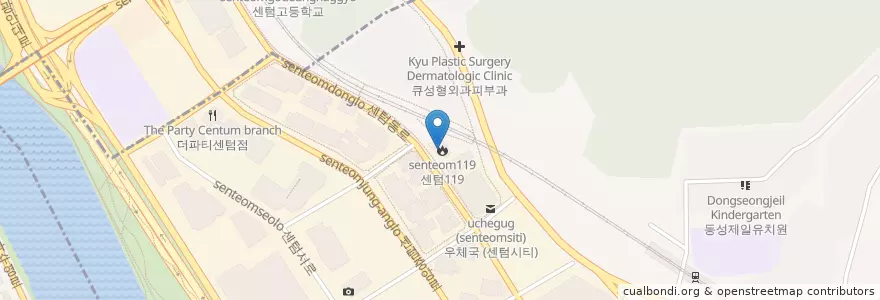 Mapa de ubicacion de 센텀119안전센터 en South Korea, Busan, Haeundae-Gu, U-Dong.