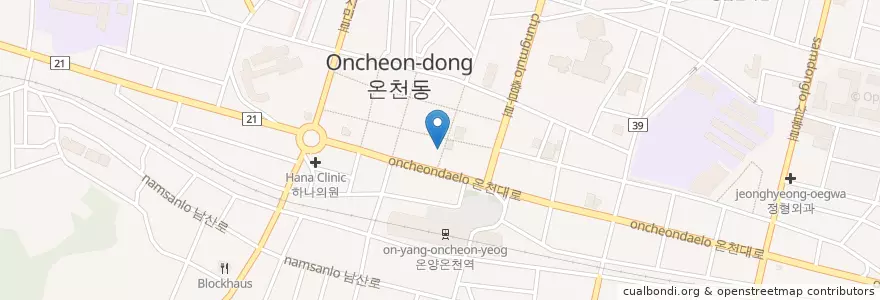 Mapa de ubicacion de 서브웨이 en Korea Selatan, Chungcheong Selatan, 아산시.