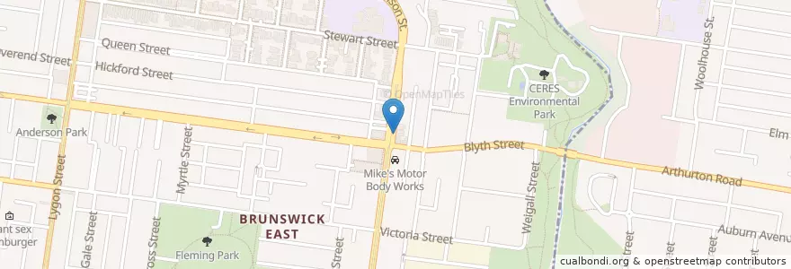 Mapa de ubicacion de Brunswick Pizza Bar en Australië, Victoria, City Of Moreland.