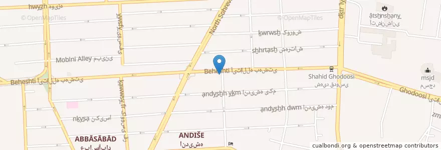 Mapa de ubicacion de رستوران عروس لبنانی en Иран, Тегеран, شهرستان تهران, Тегеран, بخش مرکزی شهرستان تهران.