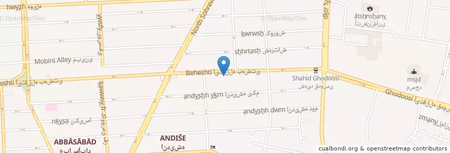 Mapa de ubicacion de بانک پارسیان en Iran, Teheran, شهرستان تهران, Teheran, بخش مرکزی شهرستان تهران.