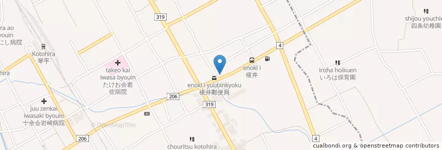 Mapa de ubicacion de 榎井公民館 en Japón, Prefectura De Kagawa, 仲多度郡, 琴平町.