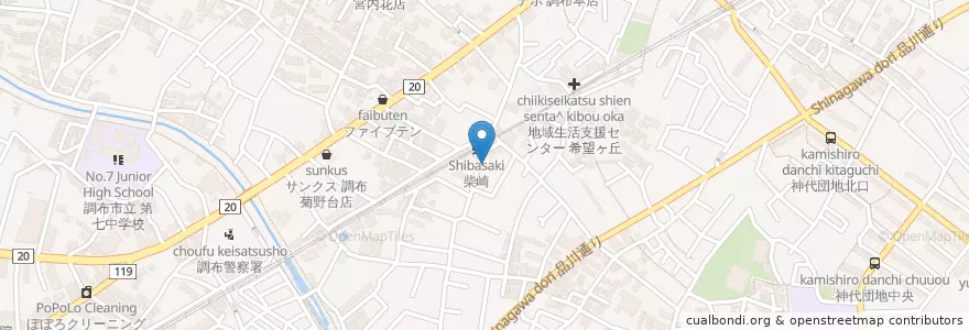 Mapa de ubicacion de 茶以夢 en Japonya, 東京都, 調布市.